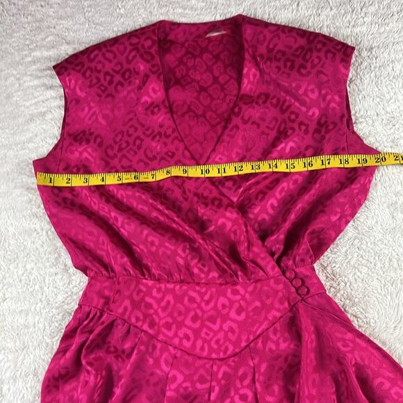 Vintage Unbranded hot pink leopard satin Wrap dress, size Small - Picture 5 of 6